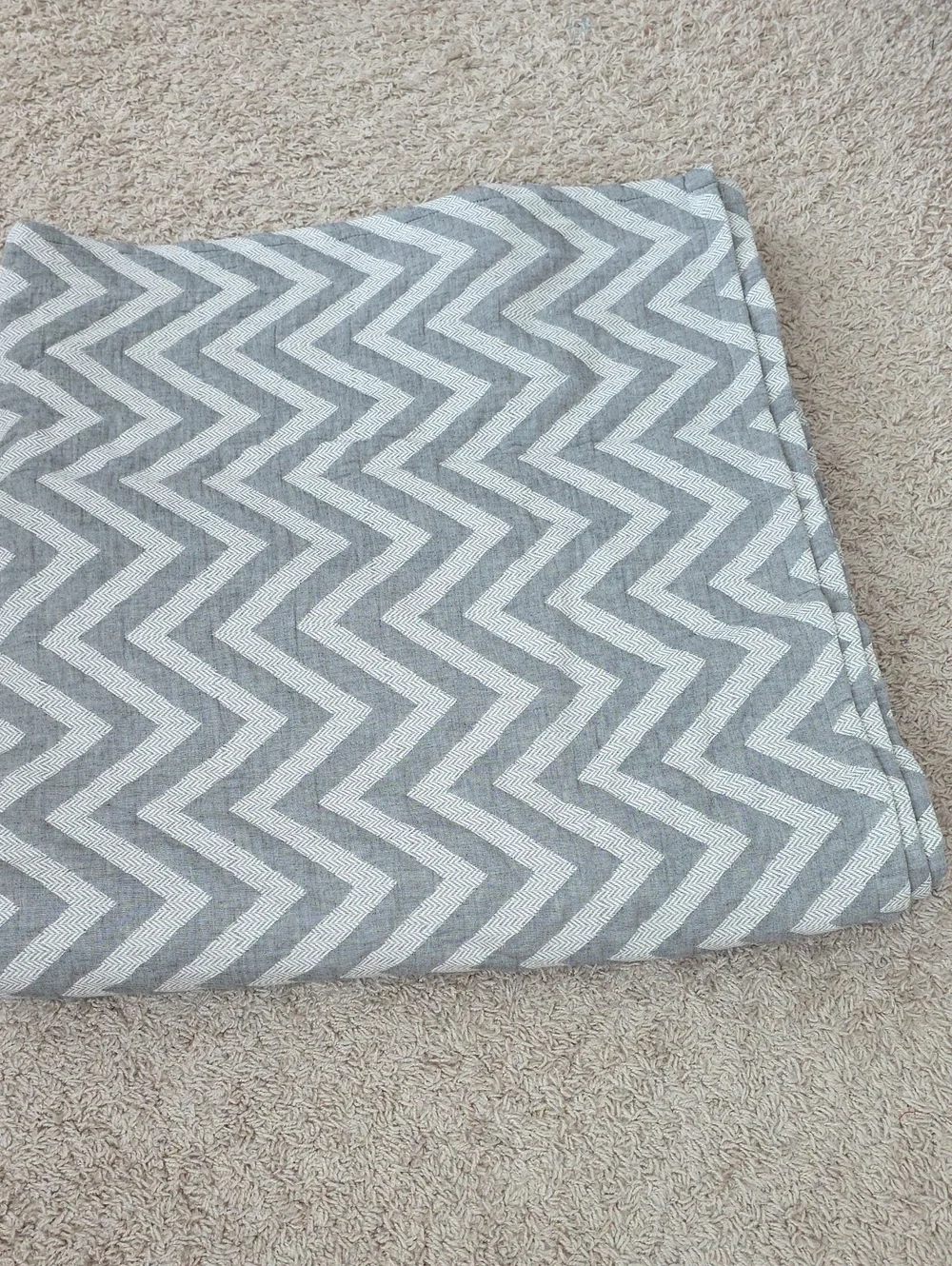 Chevron Pattern Grey Cotton King Size Blanket - Home Bedding